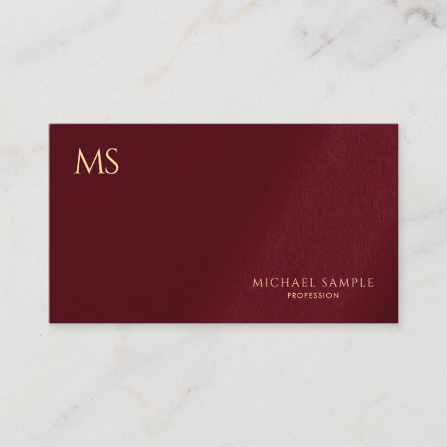 Elegantes Gold-Text-Monogramm Professionell Custom Visitenkarte (Vorderseite)