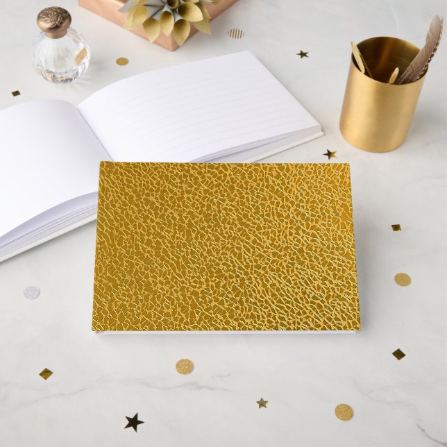 Elegantes Gold Texture 9" x 6" Gästebuch (Vorderseite Offen)