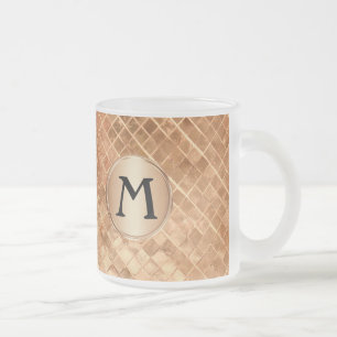 Elegantes Gold-Tile-Muster der Rose mit Monogramm Mattglastasse