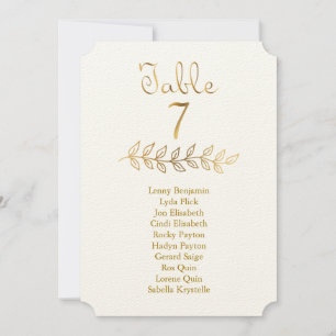 Elegantes Gold Tischnummer 7 Seating Chart Ticket