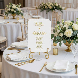 Elegantes Gold Tischnummer 7 Seating Chart Ticket