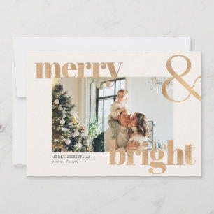 Elegantes Gold Typografie Foto Frohe Weihnachten Karte