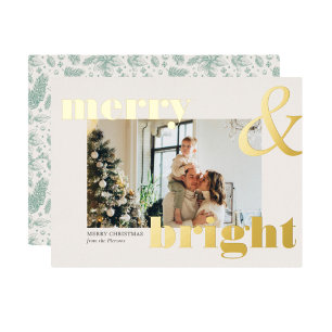 Elegantes Gold Typografy Foto Frohe Weihnachtskart Folie Einladungspostkarte