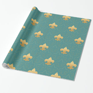 Elegantes Gold u. aquamarines Geschenkpapier