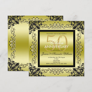 Elegantes Gold u. die Hochzeit der schwarzen Einladung