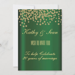 Elegantes Gold u. Smaragd Einladung