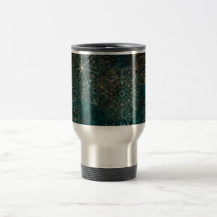 Elegantes Gold und Aquamarines Mandala-Muster Reisebecher