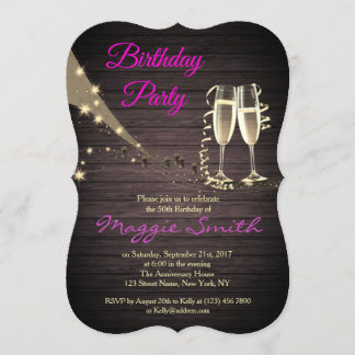 Elegantes Gold und Black Champagne zum Geburtstag Einladung