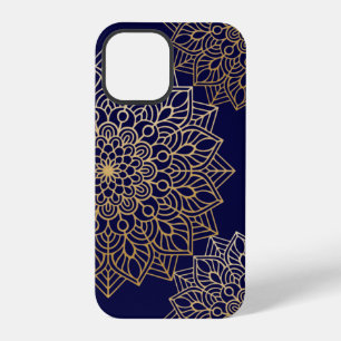 Elegantes Gold- und Blau-Mandala-Muster iPhone 12 Pro Hülle