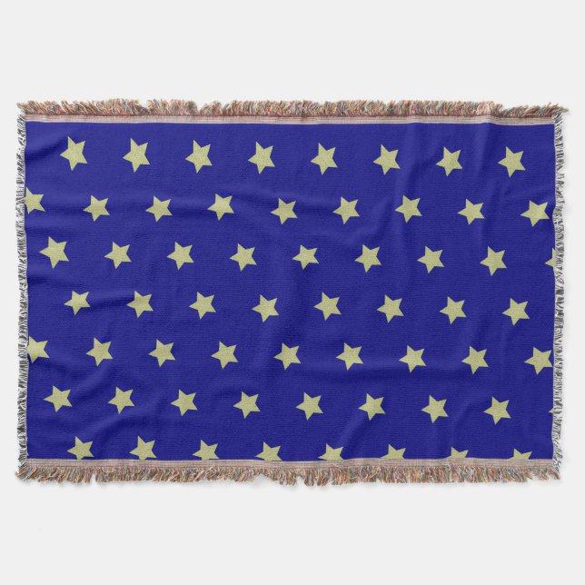 Elegantes Gold- und Blau-Sternmuster  Decke (Vorderseite)