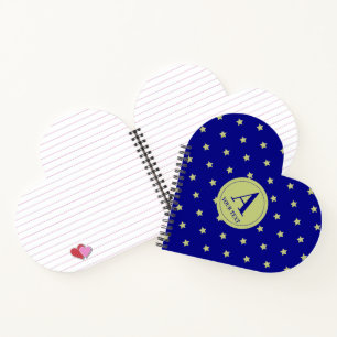 Elegantes Gold- und Blau-Sternmuster-Monogramm Notizbuch