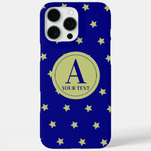 Elegantes Gold- und Blauster-Muster-Monogramm iPhone 16 Pro Max Hülle