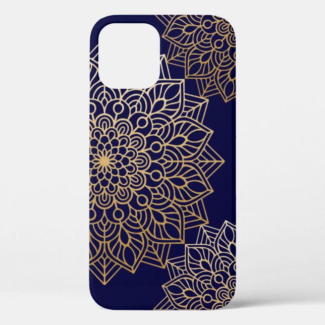 Elegantes Gold und Blue Mandala Muster Case-Mate iPhone Hülle (Rückseite)