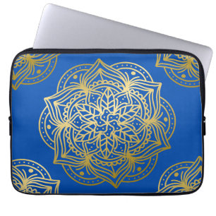 Elegantes Gold und Blue Mandala Muster Laptopschutzhülle
