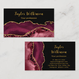 Elegantes Gold und Burgund Red Agate Visitenkarte
