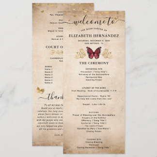 Elegantes Gold- und Burgundy Quince Butterfly-Prog Programm