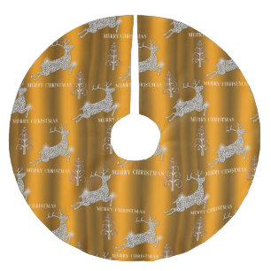 Elegantes Gold und Diamond Rentier Gold Weihnachte Polyester Weihnachtsbaumdecke