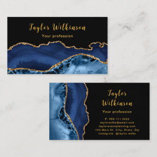 Elegantes Gold und dunkles Blau Achat Visitenkarte