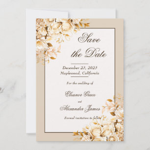 Elegantes Gold- und Elfenblumen-Formal-Save-the-Da Einladung