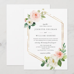 Elegantes Gold und florale Aquarellbilder Einladung