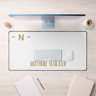 Elegantes Gold- und Grau-Monogramm I Minimalistisc Schreibtischunterlage