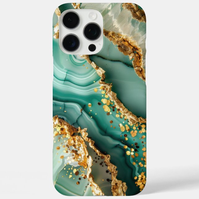 Elegantes Gold und grüner Marmor Case-Mate iPhone Hülle (Rückseite)