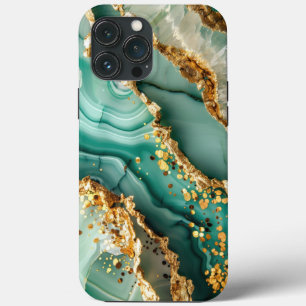 Elegantes Gold und grüner Marmor Case-Mate iPhone Hülle
