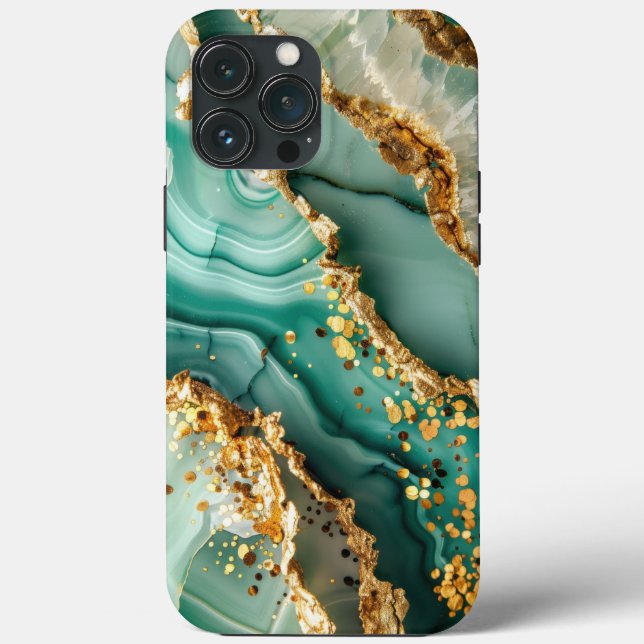 Elegantes Gold und grüner Marmor Case-Mate iPhone Hülle (Rückseite)