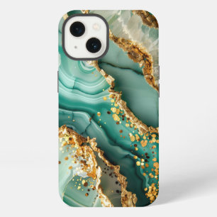 Elegantes Gold und grüner Marmor iPhone 13 Hülle