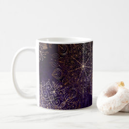 Elegantes Gold und Lila Mandala-Muster Kaffeetasse