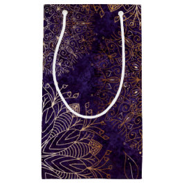 Elegantes Gold und Lila Mandala-Muster Kleine Geschenktüte