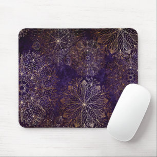 Elegantes Gold und Lila Mandala-Muster Mousepad