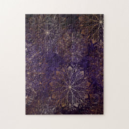Elegantes Gold- und Lila Mandala-Muster Puzzle