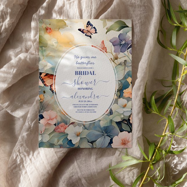 Elegantes Gold und Lila Schmetterling-Brautparty Einladung (Von Creator hochgeladen)