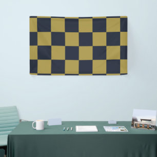 Elegantes Gold- und Marineblau kariertes Muster Banner