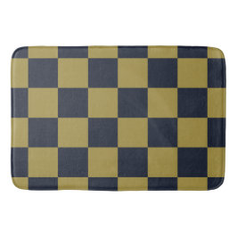 Elegantes Gold- und Navy-Blue-Checkered-Muster Badematte