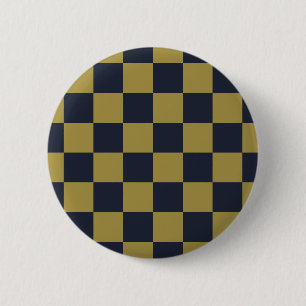 Elegantes Gold- und Navy-Blue-Checkered-Muster Button