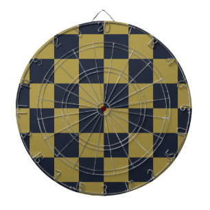 Elegantes Gold- und Navy-Blue-Checkered-Muster Dartscheibe