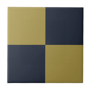 Elegantes Gold- und Navy-Blue-Checkered-Muster Fliese