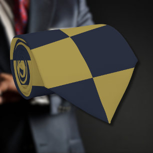 Elegantes Gold- und Navy-Blue-Checkered-Muster Krawatte