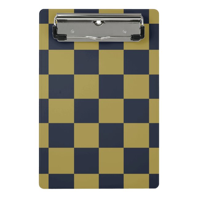 Elegantes Gold- und Navy-Blue-Checkered-Muster Mini Klemmbrett (Vorderseite)