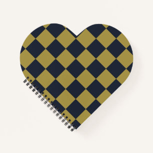 Elegantes Gold- und Navy-Blue-Checkered-Muster Notizbuch