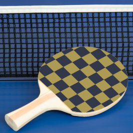 Elegantes Gold- und Navy-Blue-Checkered-Muster Tischtennis Schläger