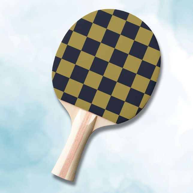 Elegantes Gold- und Navy-Blue-Checkered-Muster Tischtennis Schläger (Von Creator hochgeladen)