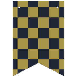 Elegantes Gold- und Navy-Blue-Checkered-Muster Wimpelkette
