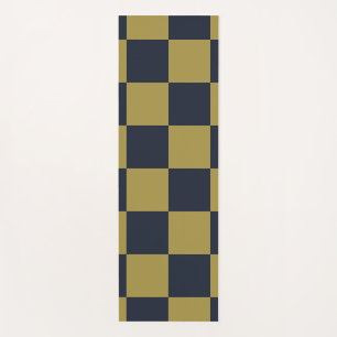 Elegantes Gold- und Navy-Blue-Checkered-Muster Yogamatte