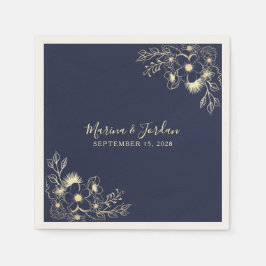 Elegantes Gold und Navy Blue Wedding Napkins Serviette