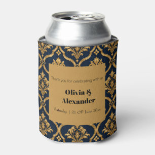 Elegantes Gold- und Navy-Damaskus-Vintage-Musterde Dosenkühler