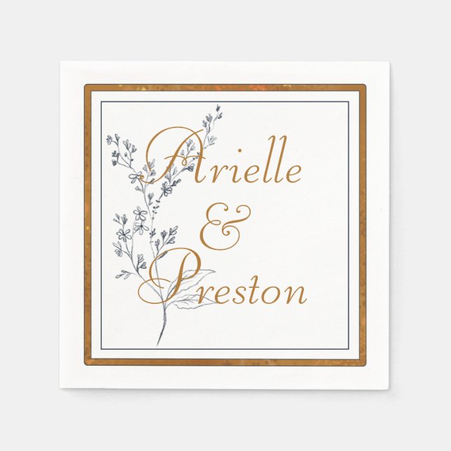 Elegantes Gold und Navy Paper Napkin Serviette (Vorderseite)