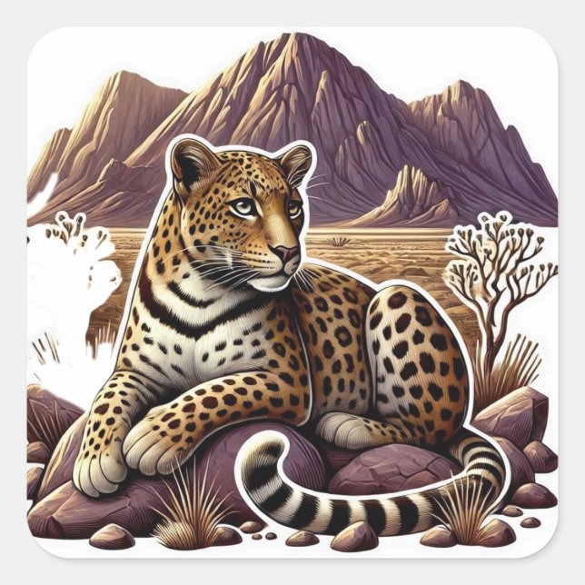 Elegantes Gold und schwarz-arabischer Leopard Quadratischer Aufkleber (Vorderseite)